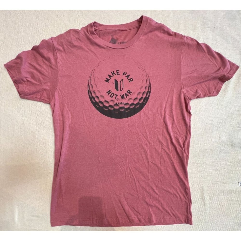 Linksoul Gold Ball Make Par not War Graphic Men's T-Shirt Short Sleeve Small